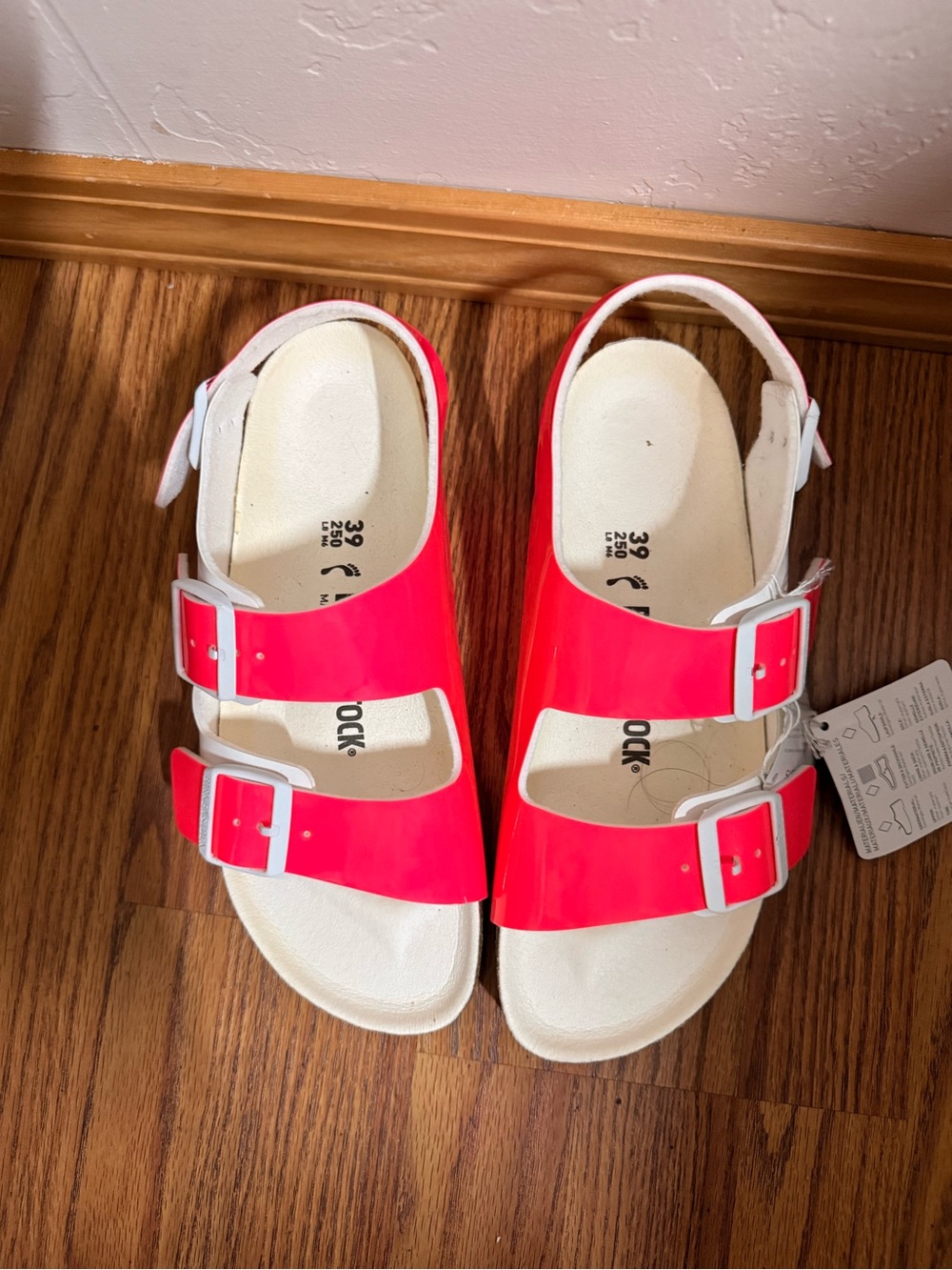 Birkenstock Kids Two-Strap Sandal in Hot Pink with White Footbed